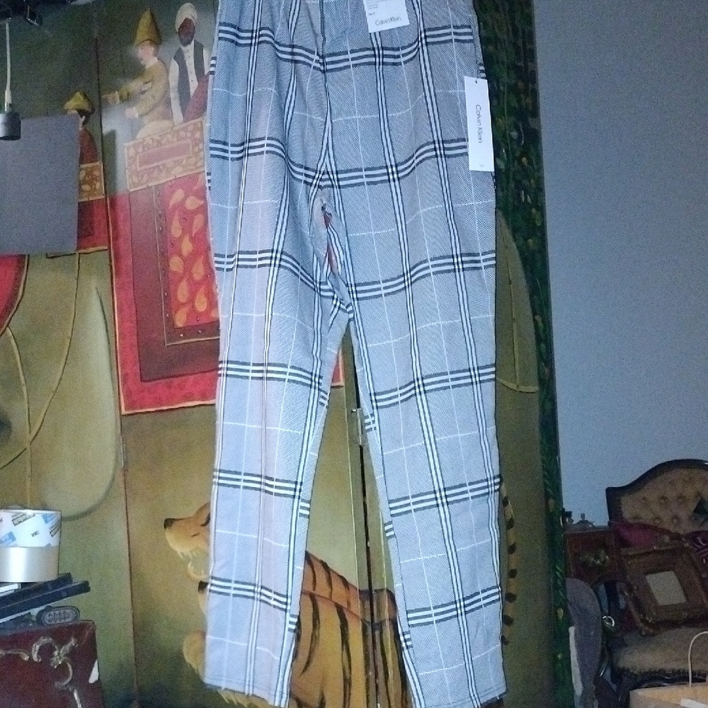 Calvin Klein Men's Black and White Checkered Pants NWT